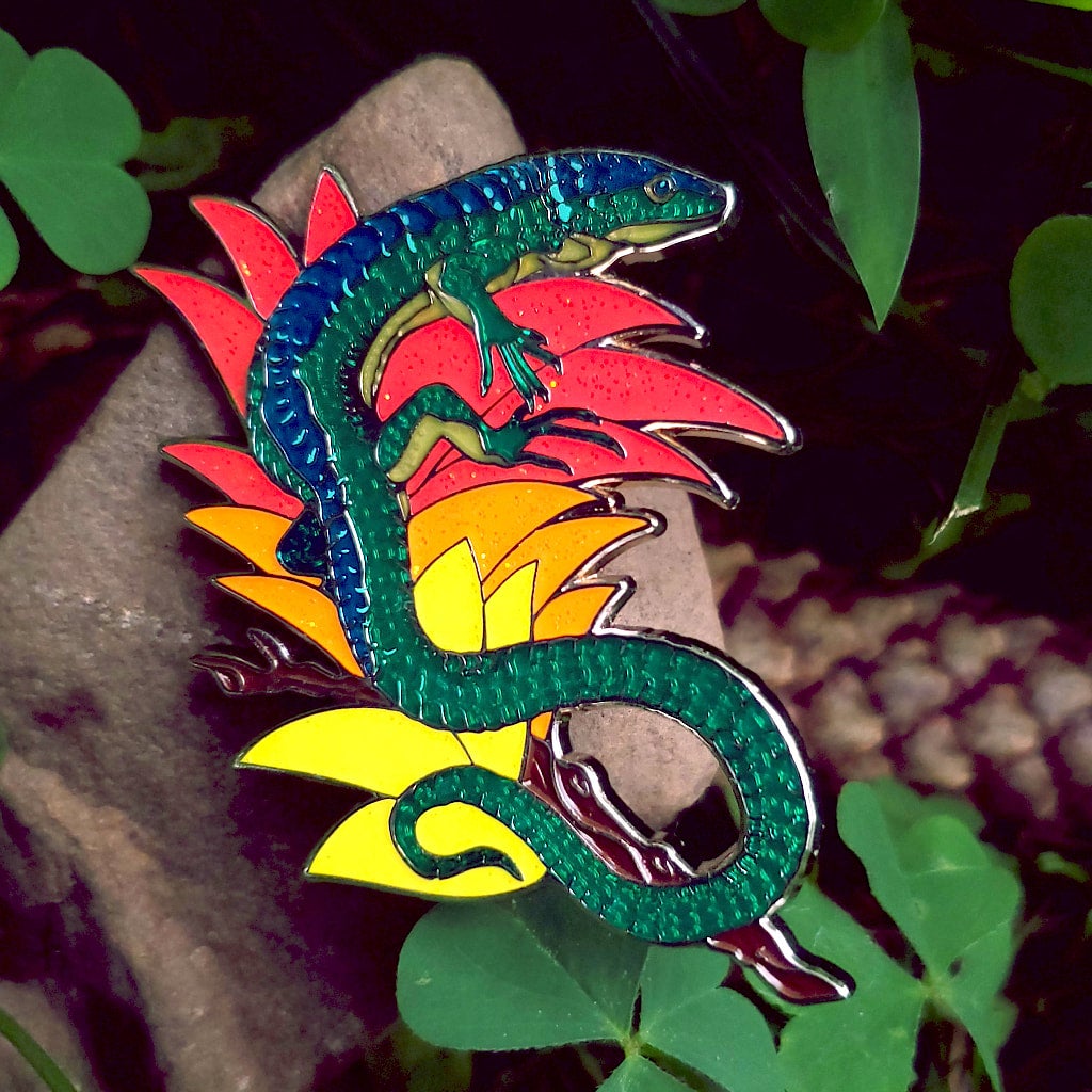 Bromeliad lizard collaborative pin alstro arts store