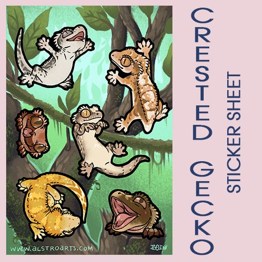 Crested Gecko Sticker Sheet
